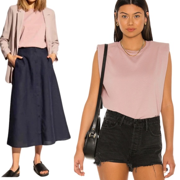 All Saints Tops - All Saints Coni Padded Shoulder Tank In Morning Mauve Size Small NWT with flaw